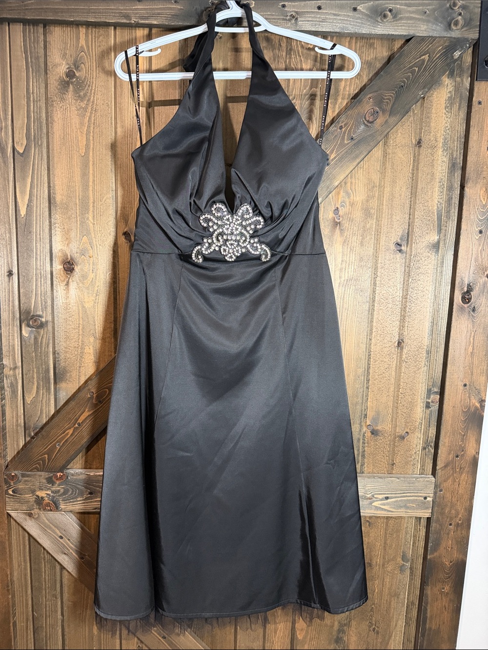 Black Halter Dress with Beaded Accent